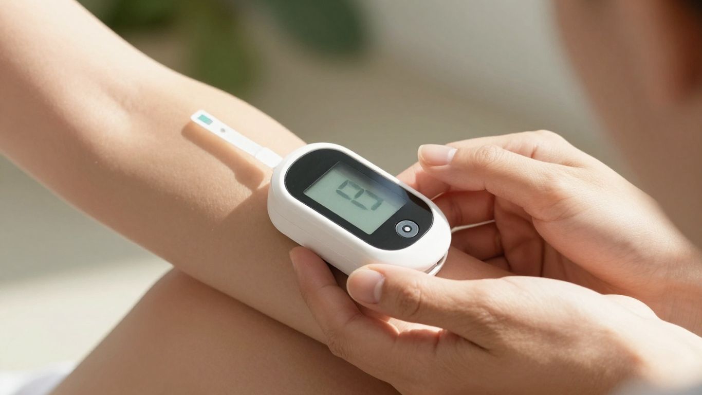 Person with CGM device, weight loss journey.